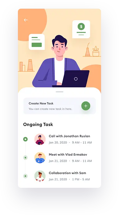 Esempio di interfaccia di app mobile